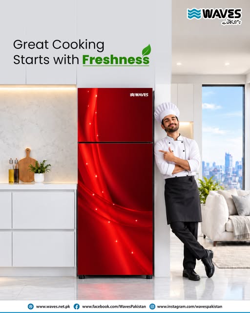 WAVES glass door refrigerator. Great cooking starts with freshness.